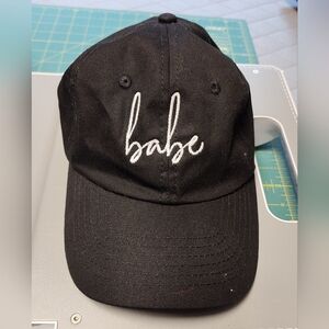 Ladies Adjustable Baseball Cap - Black Embroidered with Word "babe" - EUC